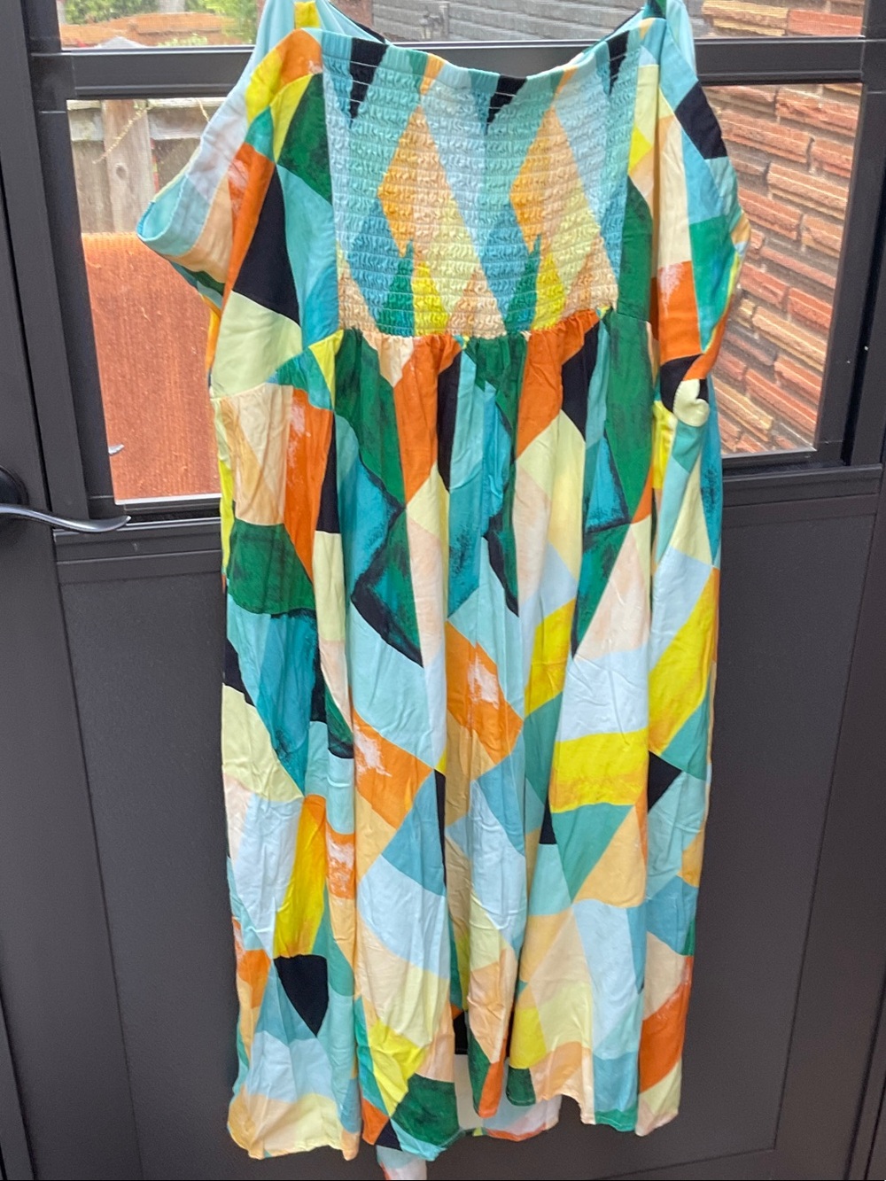 torrid Geometric Midi Dress in Aqua, Yellow, Orange & Green - Picture 3 of 6